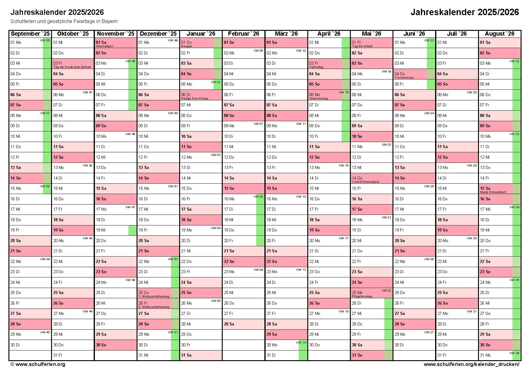 Ferienkalender 2024/2025